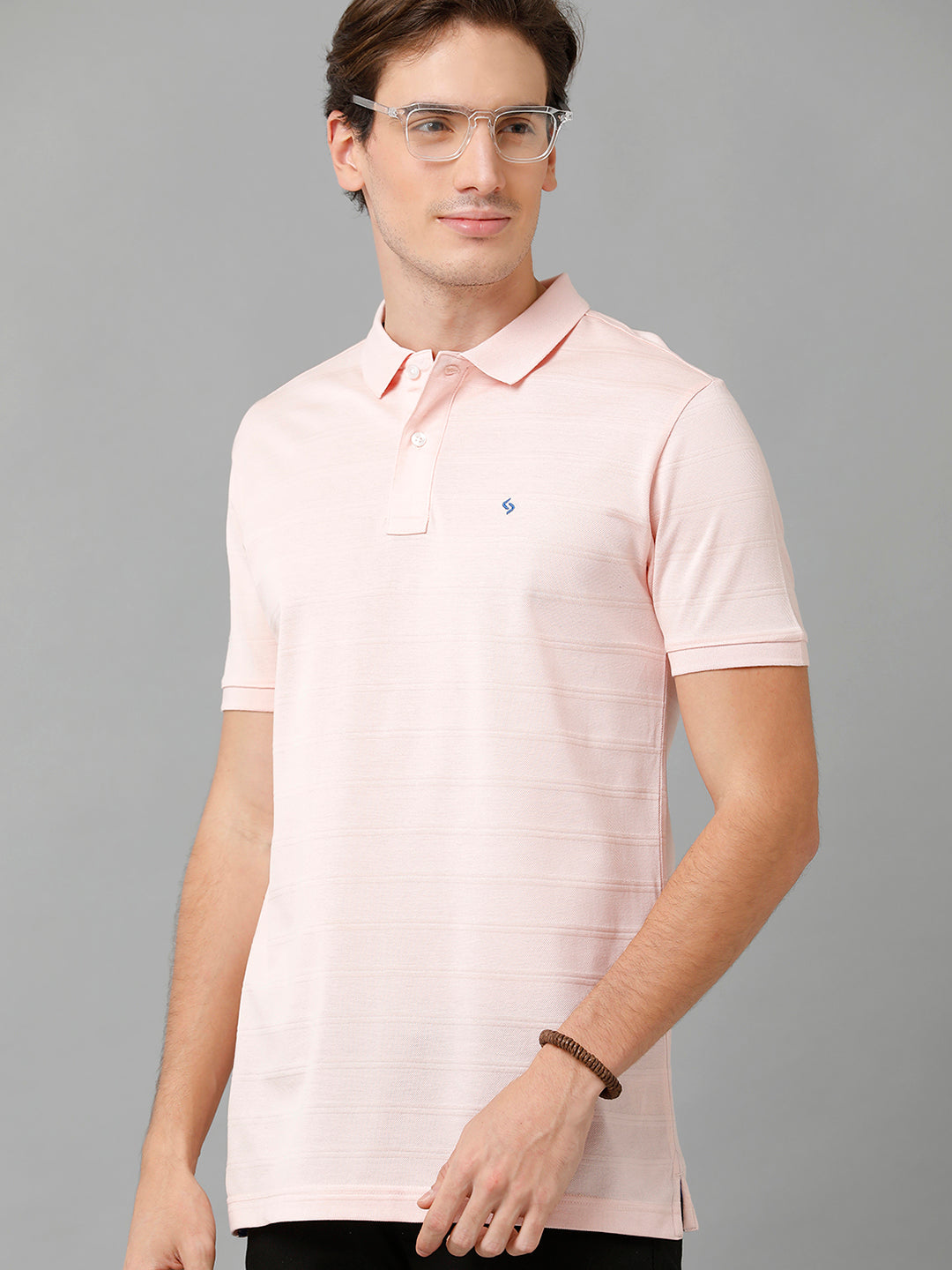 Classic Polo Men's Cotton Striped Half Sleeve Slim Fit Polo Neck Cream Color T-Shirt | Prm - 753 C