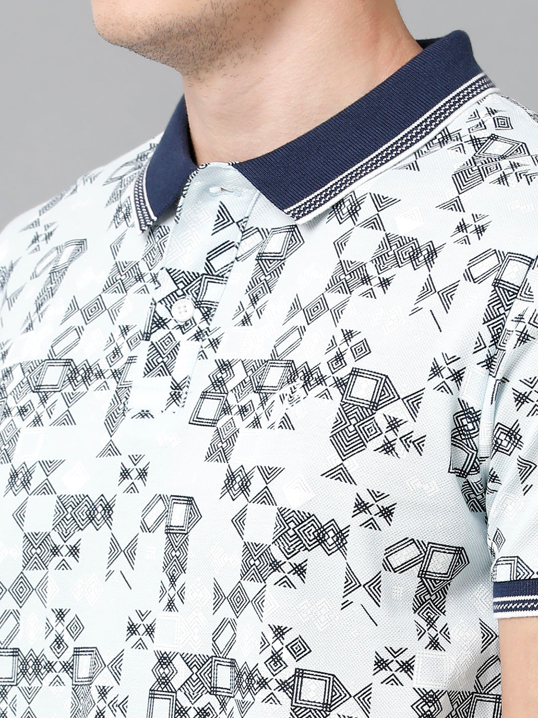 CP BRO Men's Cotton Printed Half Sleeve Slim Fit Polo Neck White Color T-Shirt | Brp - 351 A
