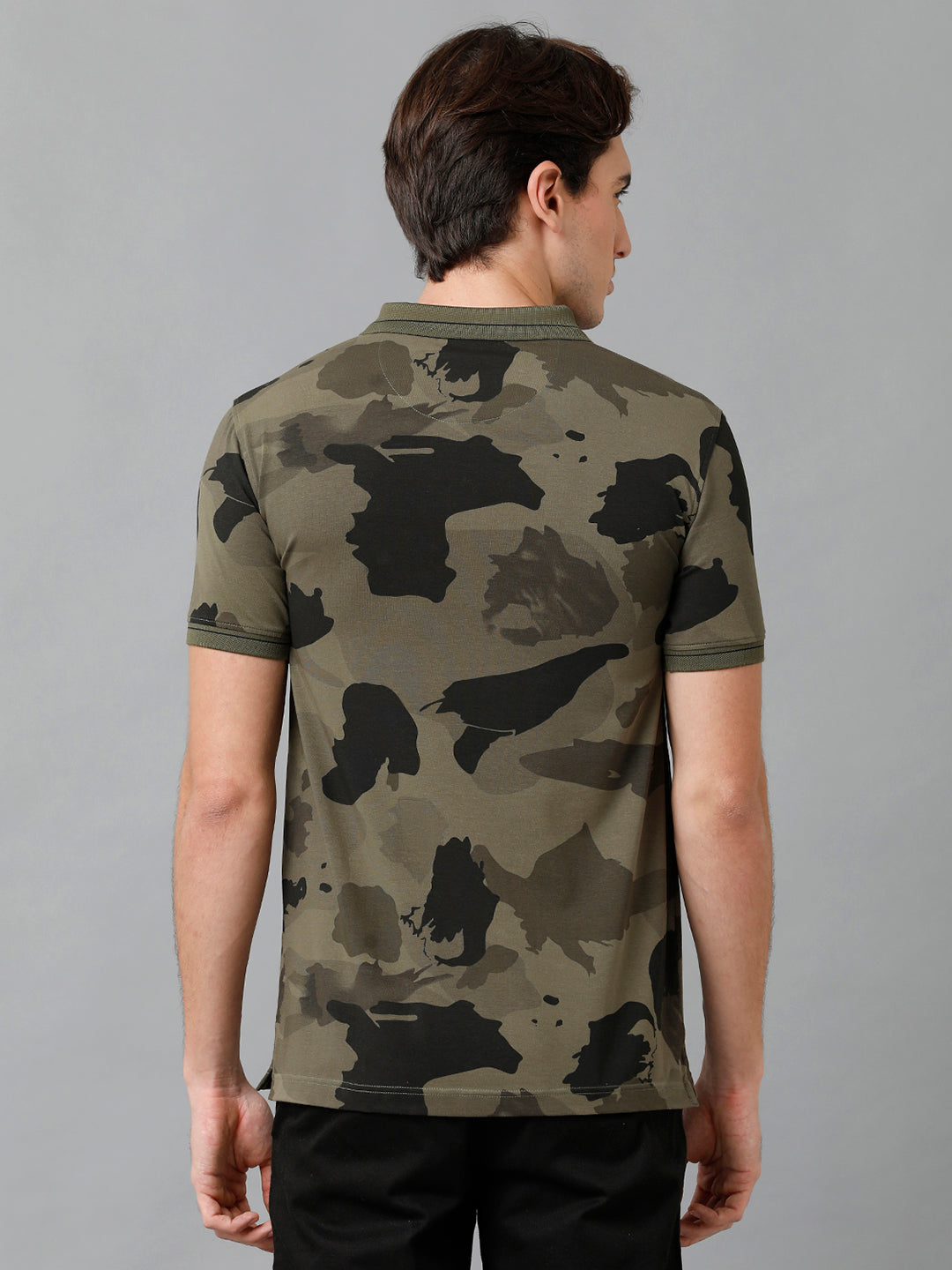 CP BRO Men's Cotton Printed Half Sleeve Slim Fit Polo Neck Multicolor T-Shirt | Brp - 371 A