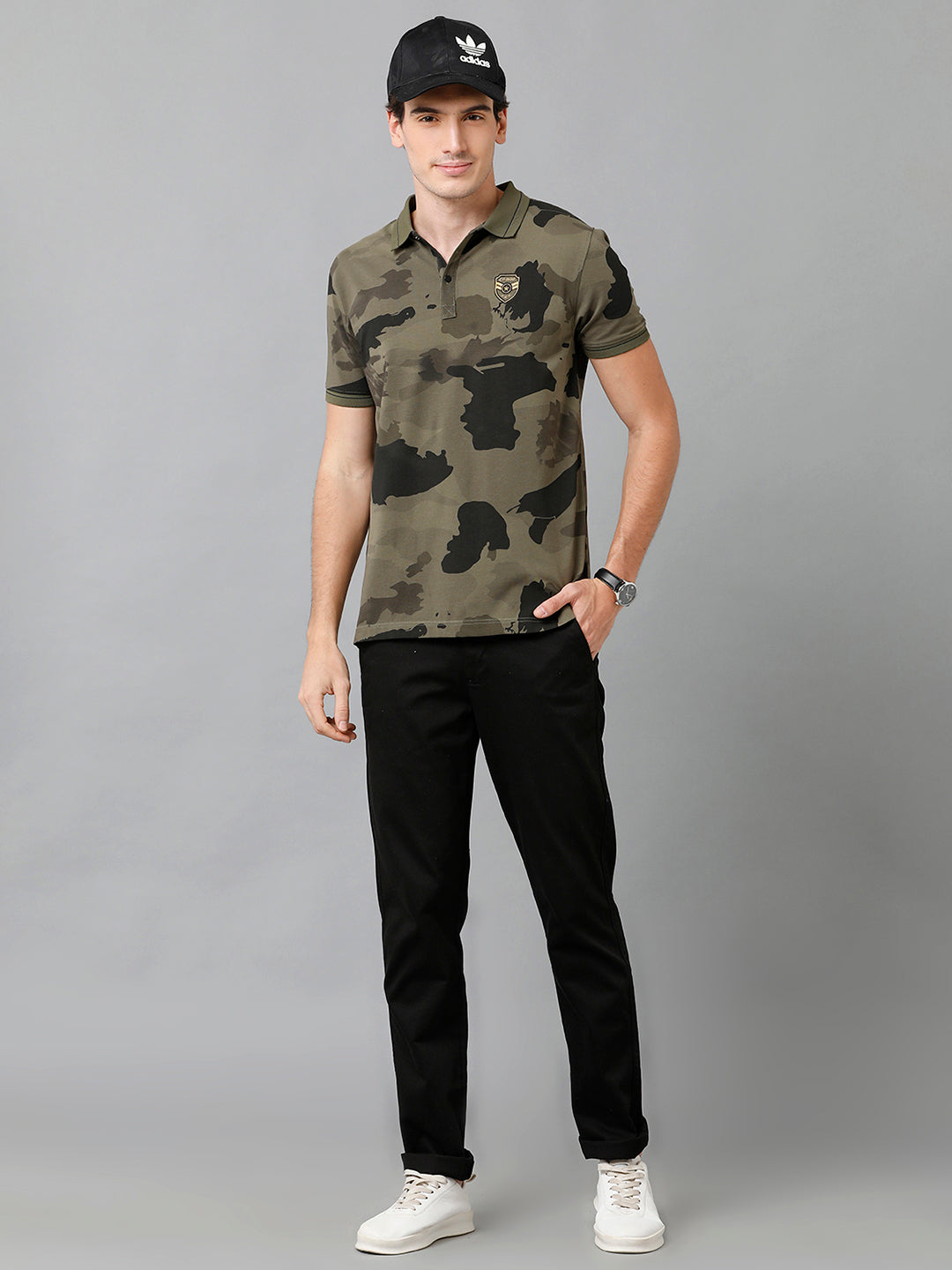CP BRO Men's Cotton Printed Half Sleeve Slim Fit Polo Neck Multicolor T-Shirt | Brp - 371 A