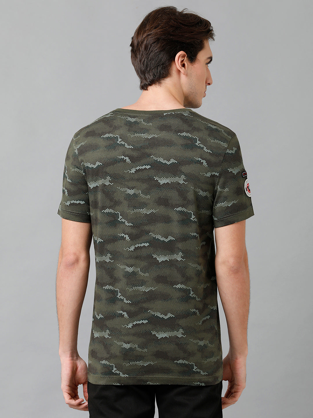 CP BRO Men's Cotton Printed Half Sleeve Slim Fit V-Neck Multicolor T-Shirt | Brcn - 532 A