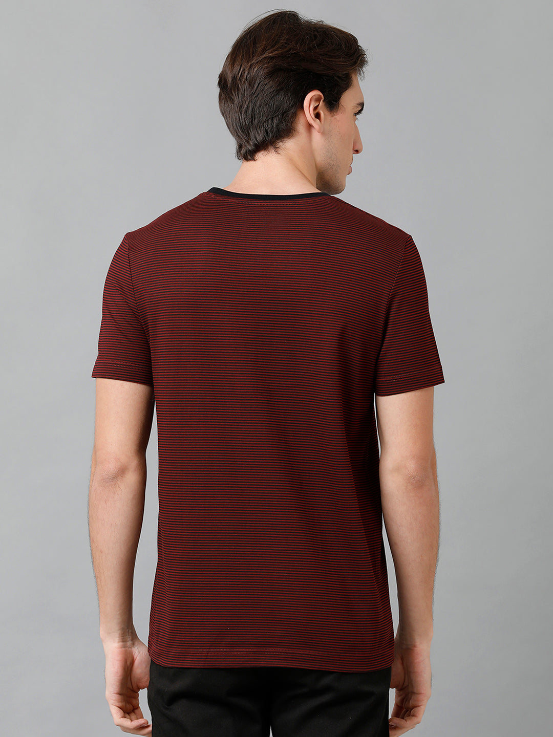 CP BRO Men's Cotton Printed Half Sleeve Slim Fit Round Neck Maroon Color T-Shirt | Brcn - 519 B