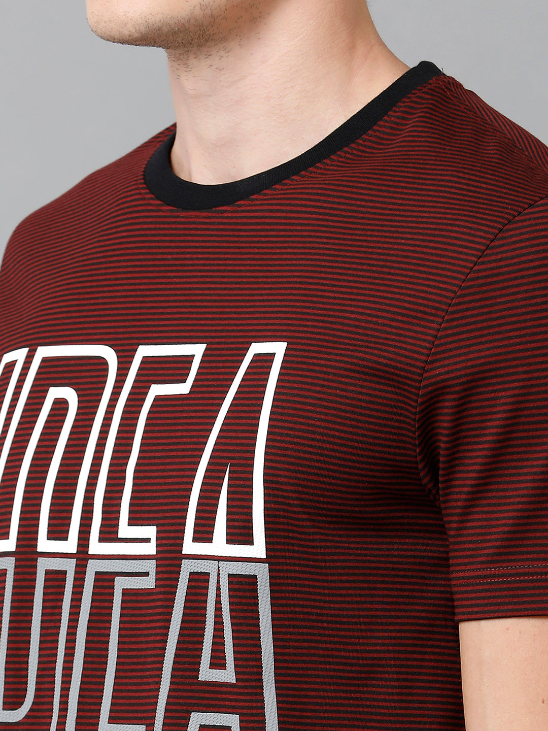 CP BRO Men's Cotton Printed Half Sleeve Slim Fit Round Neck Maroon Color T-Shirt | Brcn - 519 B