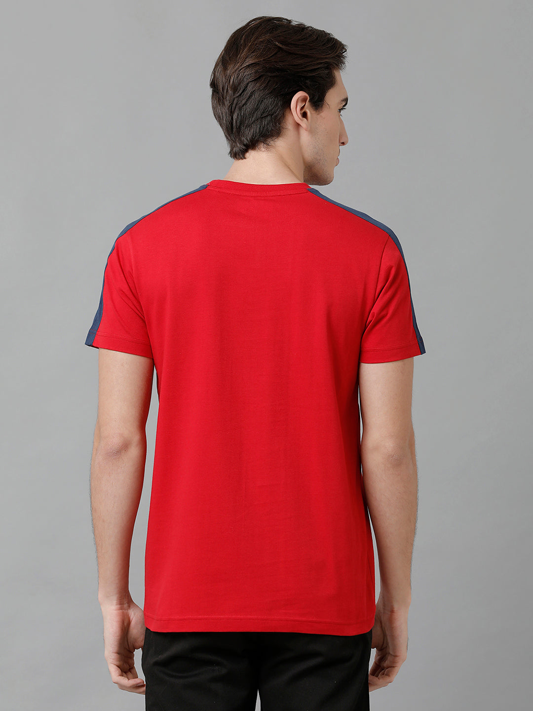 Classic Polo Men's Cotton Printed Half Sleeve Slim Fit Round Neck Red Color T-Shirt | Baleno - 500 B