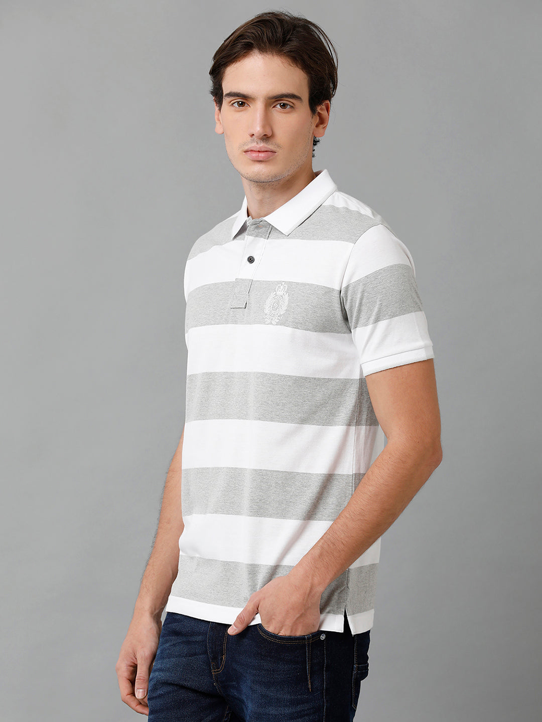 Classic Polo Men's Cotton Striped Half Sleeve Slim Fit Polo Neck Multicolor T-Shirt | Cpeg - 295 A