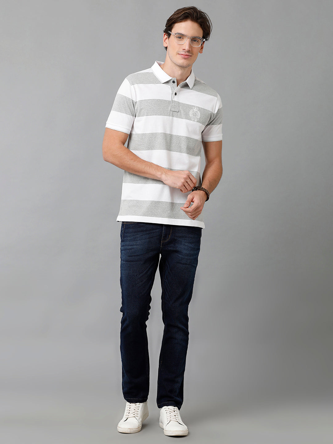 Classic Polo Men's Cotton Striped Half Sleeve Slim Fit Polo Neck Multicolor T-Shirt | Cpeg - 295 A