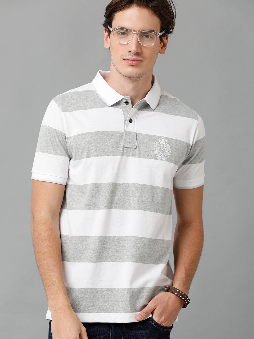 Classic Polo Men's Cotton Striped Half Sleeve Slim Fit Polo Neck Multicolor T-Shirt | Cpeg - 295 A