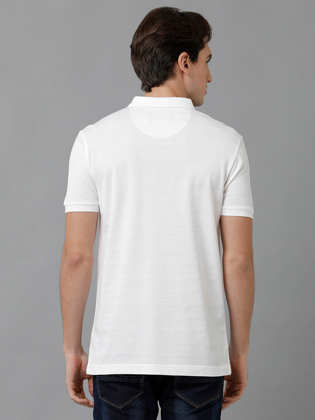 Classic Polo Men's Cotton Solid Half Sleeve Slim Fit Polo Neck White Color T-Shirt | Prm - 753 A