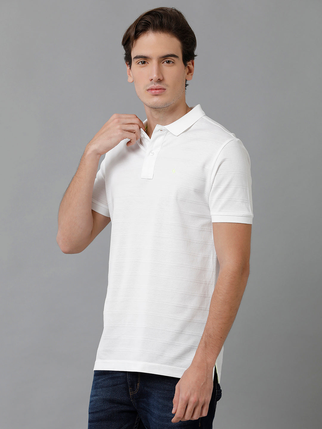 Classic Polo Men's Cotton Solid Half Sleeve Slim Fit Polo Neck White Color T-Shirt | Prm - 753 A
