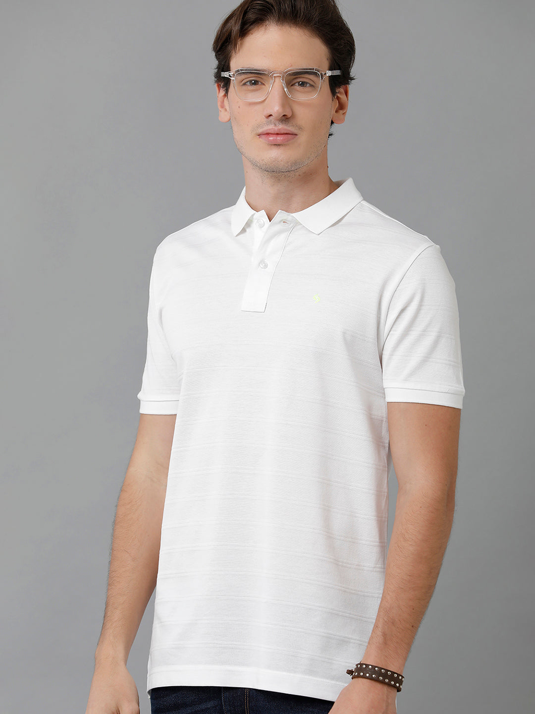 Classic Polo Men's Cotton Solid Half Sleeve Slim Fit Polo Neck White Color T-Shirt | Prm - 753 A