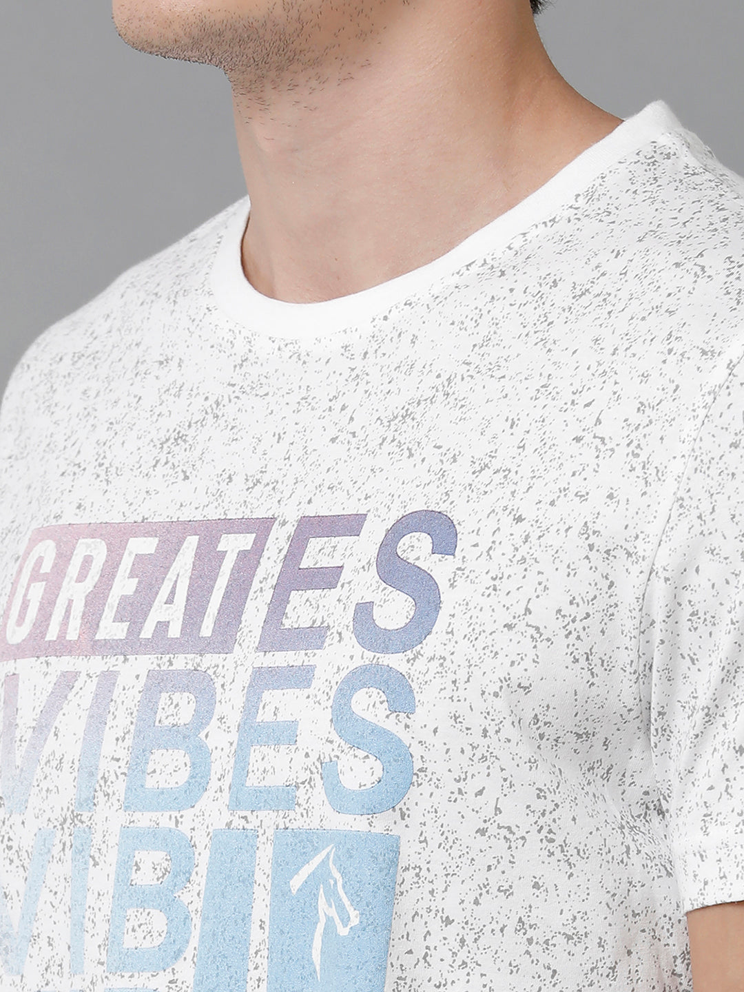 CP BRO Men's Cotton Printed Half Sleeve Slim Fit Round Neck White Color T-Shirt | Brcn - 524 A