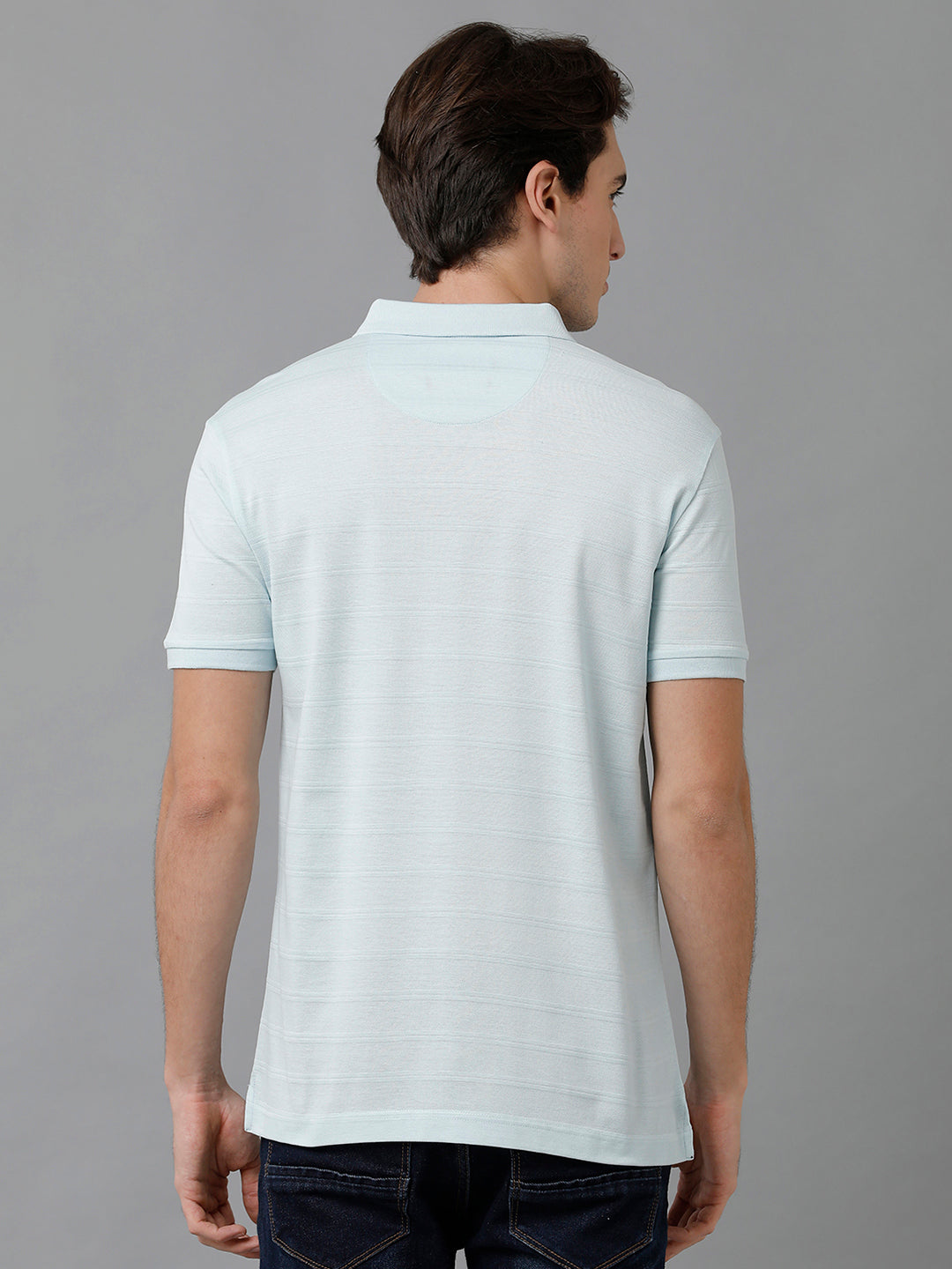 Classic Polo Men's Cotton Striped Half Sleeve Slim Fit Polo Neck Light Blue Color T-Shirt | Prm - 753 B