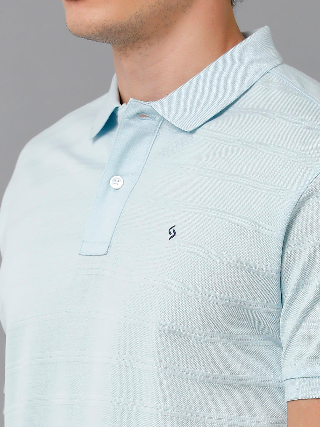 Classic Polo Men's Cotton Striped Half Sleeve Slim Fit Polo Neck Light Blue Color T-Shirt | Prm - 753 B