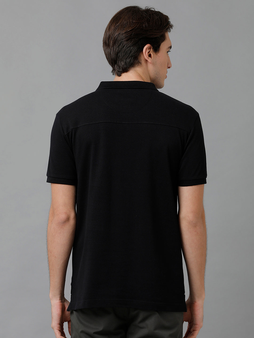 Classic Polo Men's Cotton Solid Half Sleeve Slim Fit Polo Neck Black Color T-Shirt | Prm - 768 A