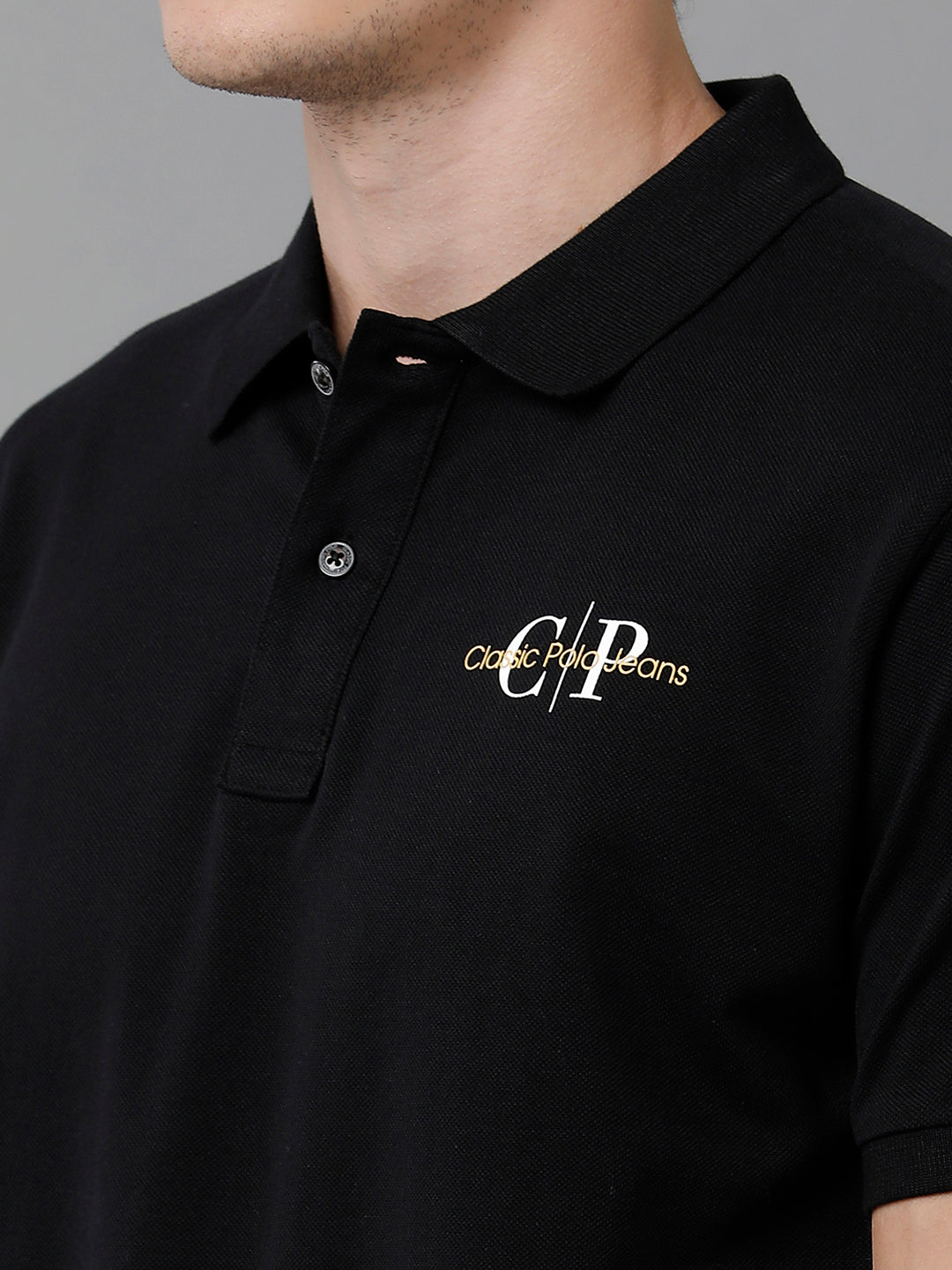 Classic Polo Men's Cotton Solid Half Sleeve Slim Fit Polo Neck Black Color T-Shirt | Prm - 768 A