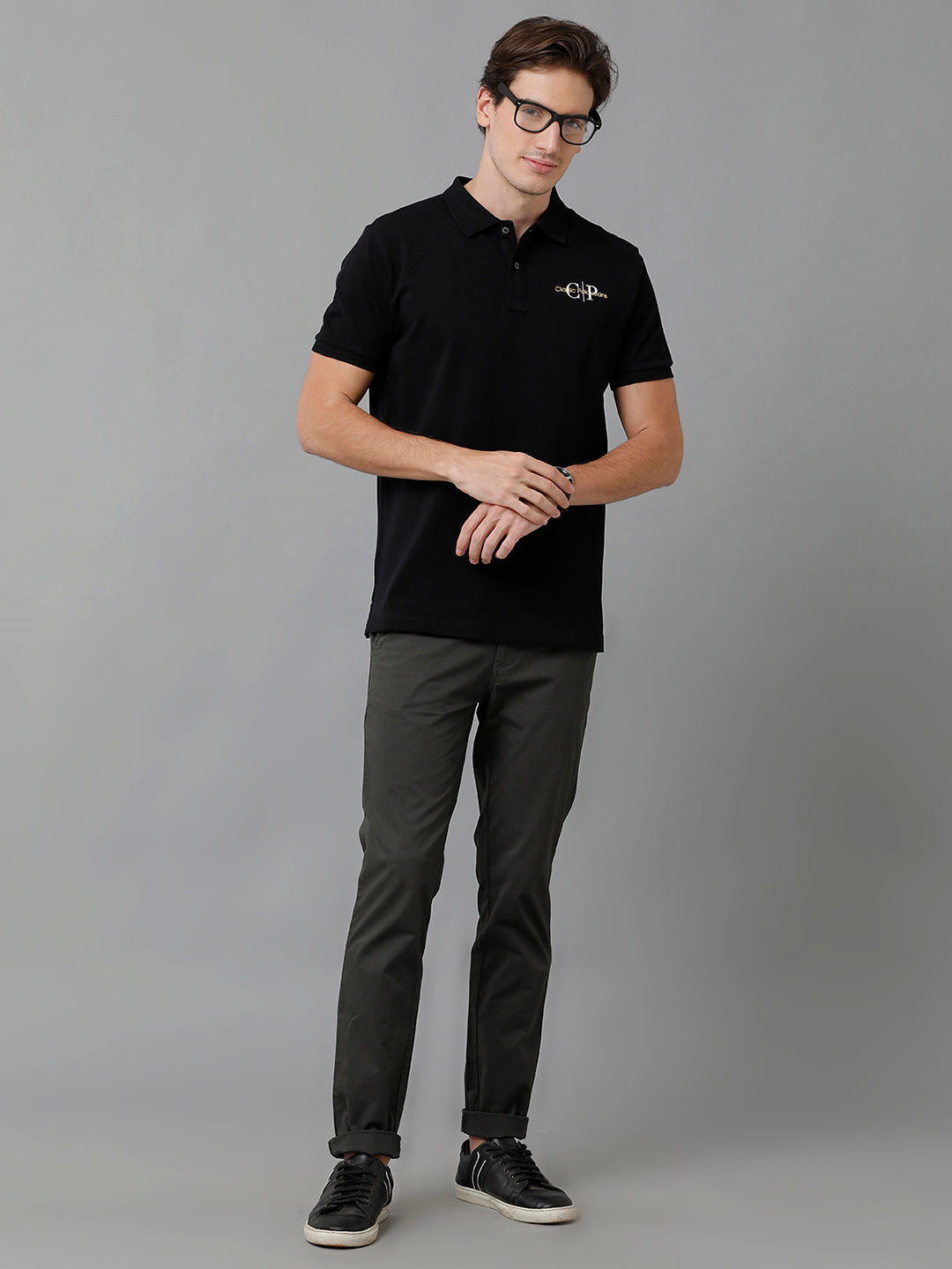 Classic Polo Men's Cotton Solid Half Sleeve Slim Fit Polo Neck Black Color T-Shirt | Prm - 768 A
