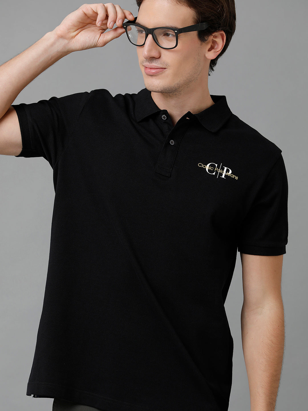Classic Polo Men's Cotton Solid Half Sleeve Slim Fit Polo Neck Black Color T-Shirt | Prm - 768 A