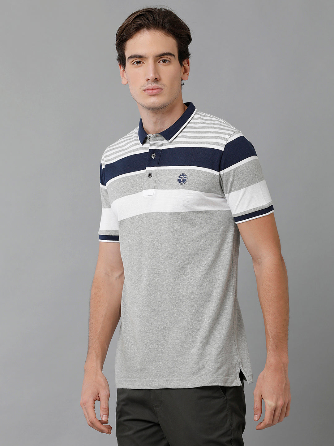 Classic Polo Men's Cotton Striped Half Sleeve Slim Fit Polo Neck Multicolor T-Shirt | Prm - 748 A