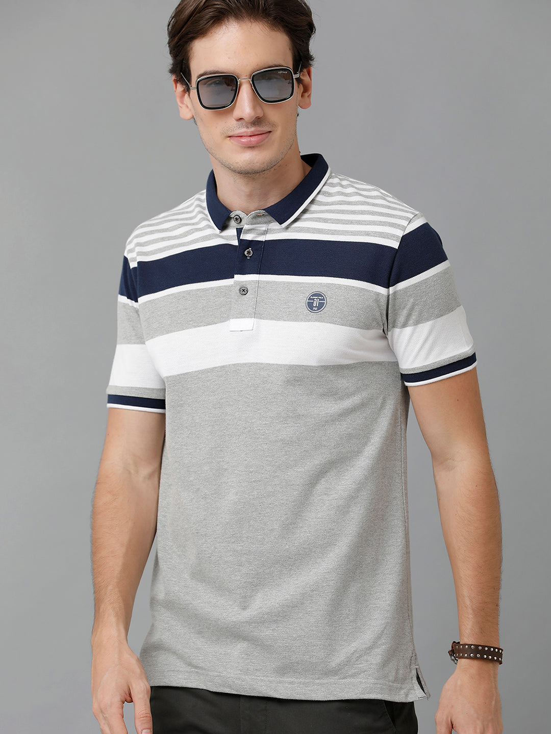 Classic Polo Men's Cotton Striped Half Sleeve Slim Fit Polo Neck Multicolor T-Shirt | Prm - 748 A