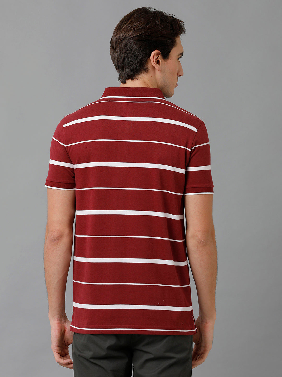 Classic Polo Men's Cotton Striped Half Sleeve Slim Fit Polo Neck Red Color T-Shirt | Cpeg - 296 A