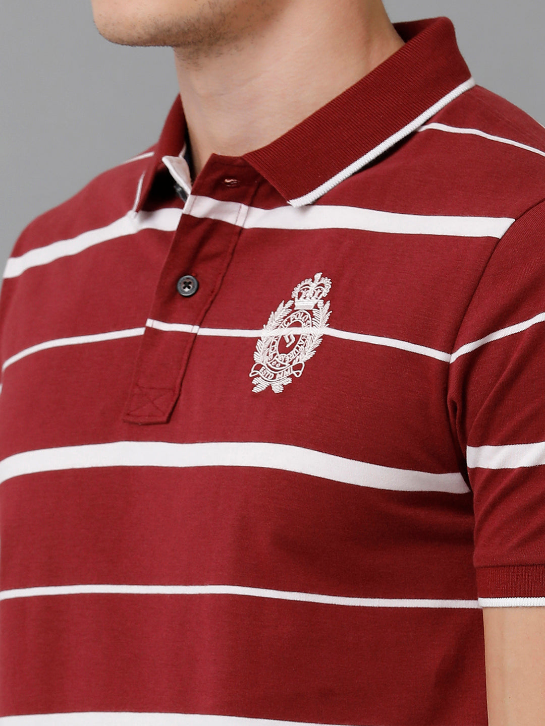 Classic Polo Men's Cotton Striped Half Sleeve Slim Fit Polo Neck Red Color T-Shirt | Cpeg - 296 A