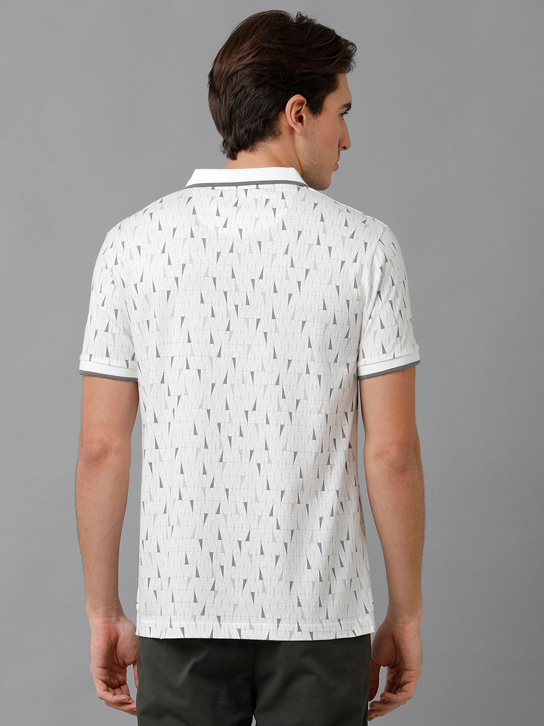 Classic Polo Men's Cotton Printed Half Sleeve Slim Fit Polo Neck White Color T-Shirt | Prm - 766 A