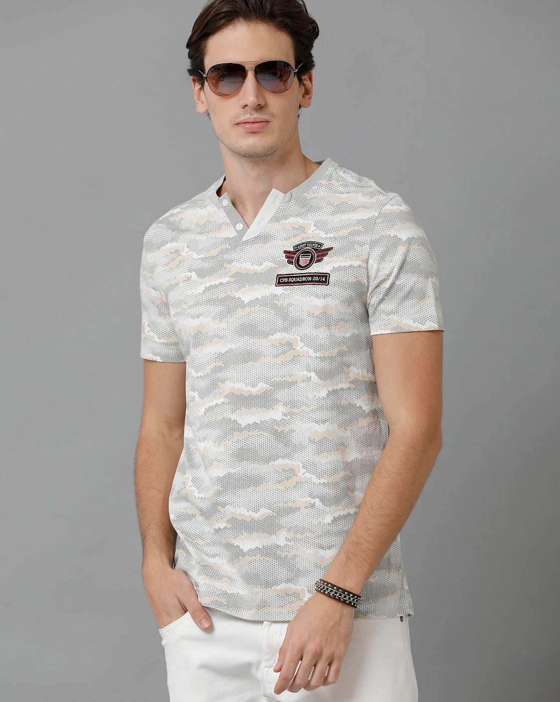 CP BRO Men's Cotton Half Sleeve Printed Slim Fit Round Neck Multicolor T-Shirt | Brcn - 532 B