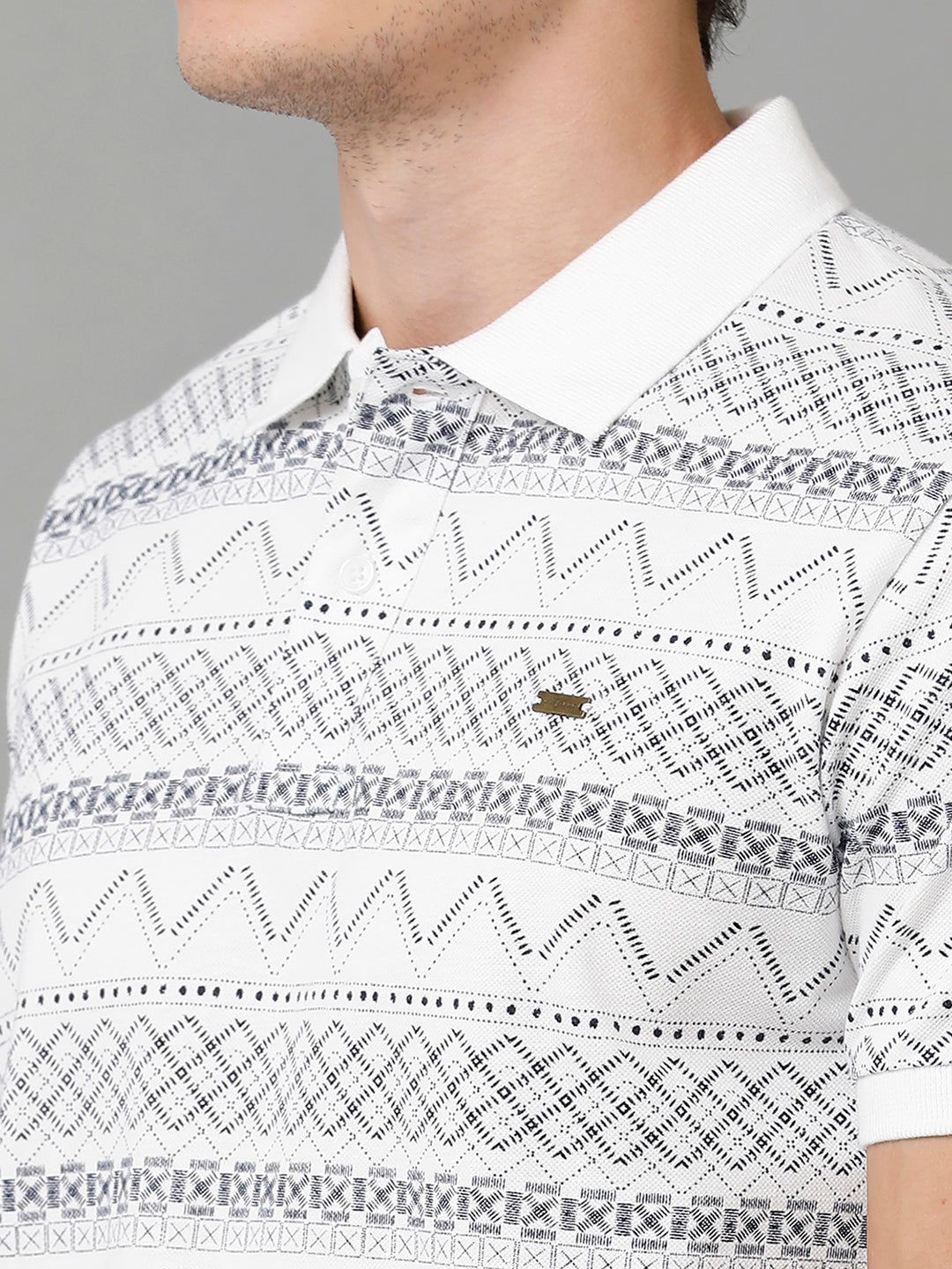 CP BRO Men's Cotton Printed Half Sleeve Slim Fit Polo Neck Multicolor T-Shirt | Brp - 355 B