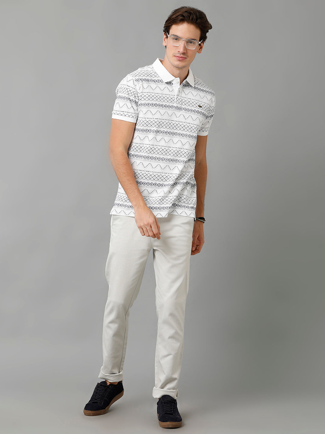 CP BRO Men's Cotton Printed Half Sleeve Slim Fit Polo Neck Multicolor T-Shirt | Brp - 355 B