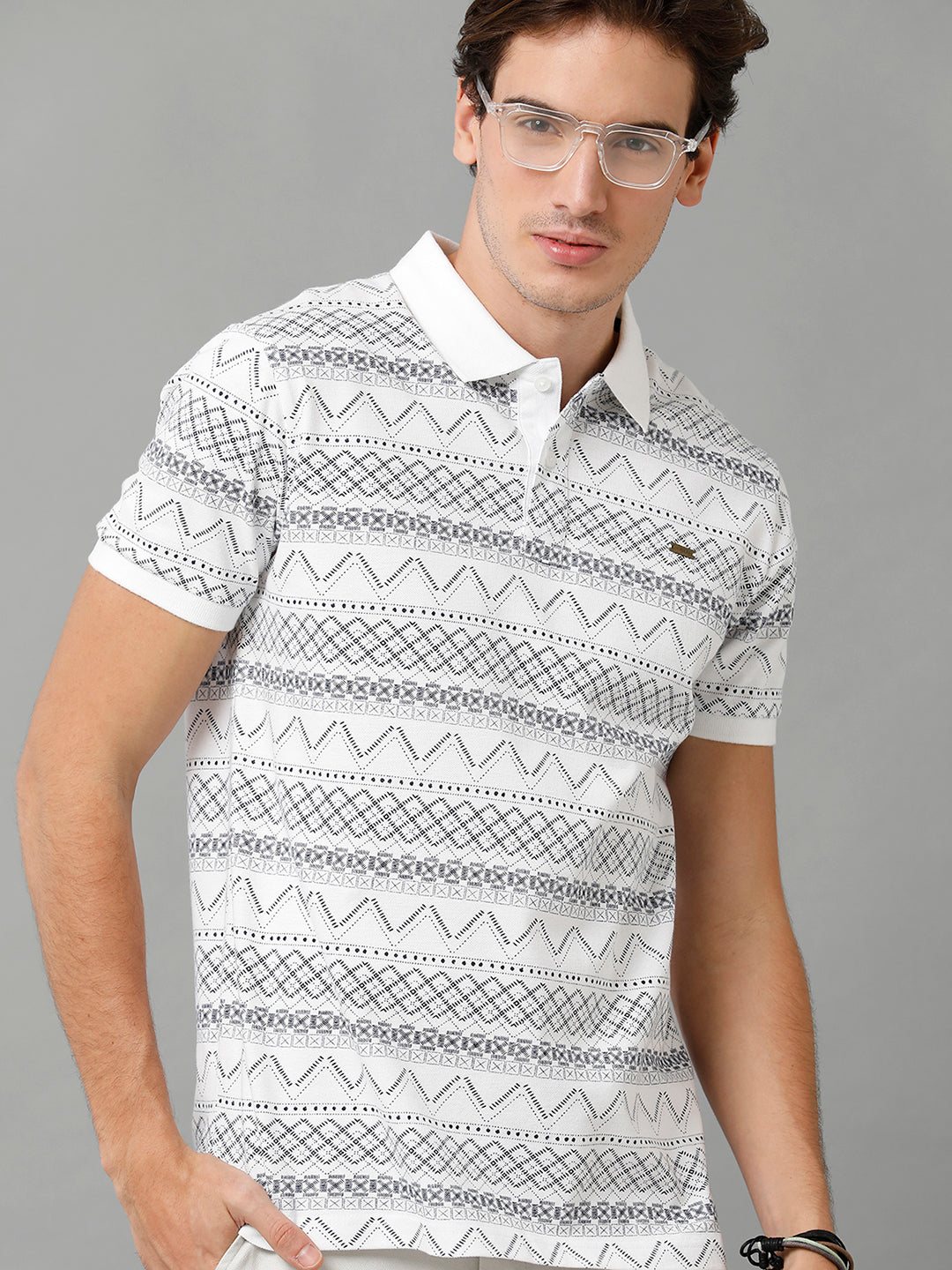 CP BRO Men's Cotton Printed Half Sleeve Slim Fit Polo Neck Multicolor T-Shirt | Brp - 355 B