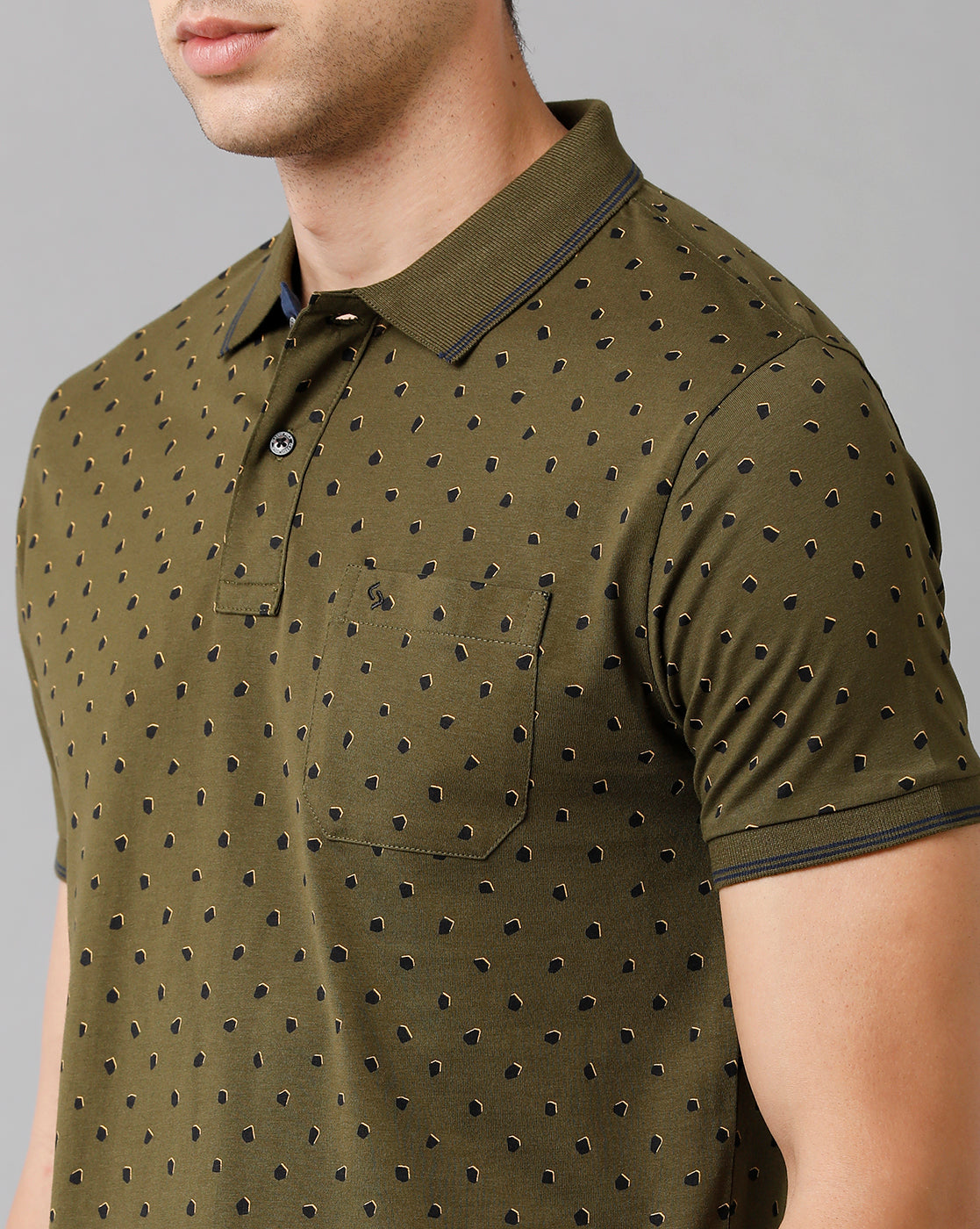 Classic Polo Mens Cotton Printed Half Sleeve Slim Fit Polo Neck Green Color T-Shirt | Bello 181 B