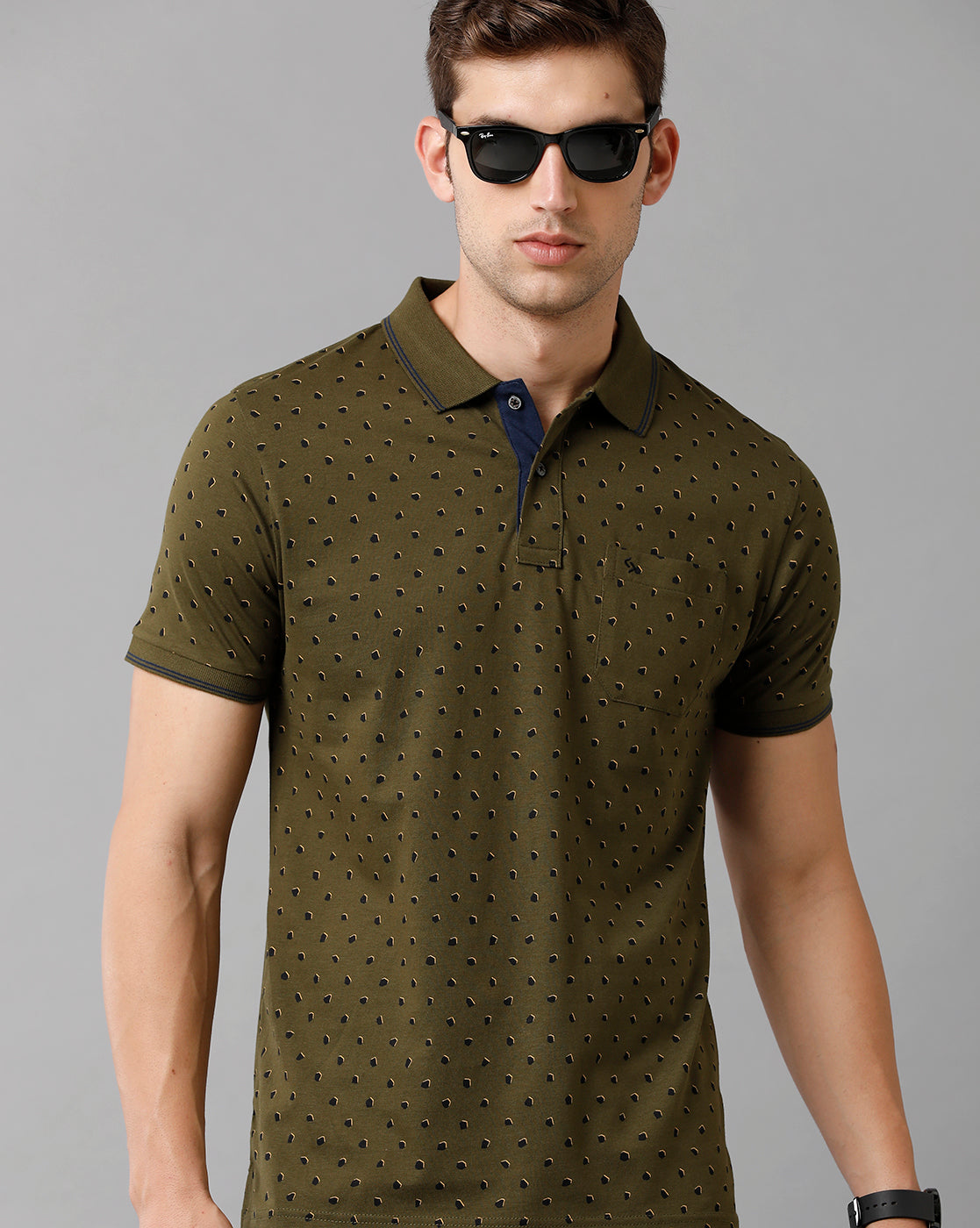 Classic Polo Mens Cotton Printed Half Sleeve Slim Fit Polo Neck Green Color T-Shirt | Bello 181 B