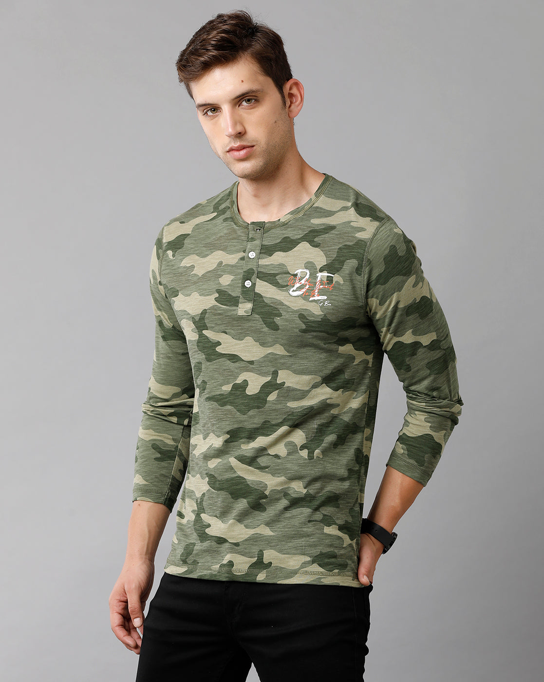 CP BRO Men's Cotton Half Sleeve Slim Fit Round Neck Combiflange Print T-Shirt | Brcn 503