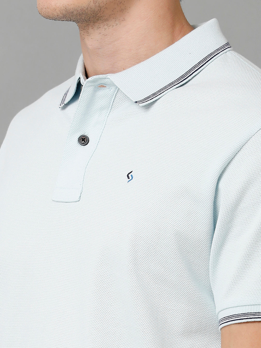 Classic Polo Men's Cotton Solid Half Sleeve Slim Fit Polo Neck Light Blue Color T-Shirt | Prm - 749 B