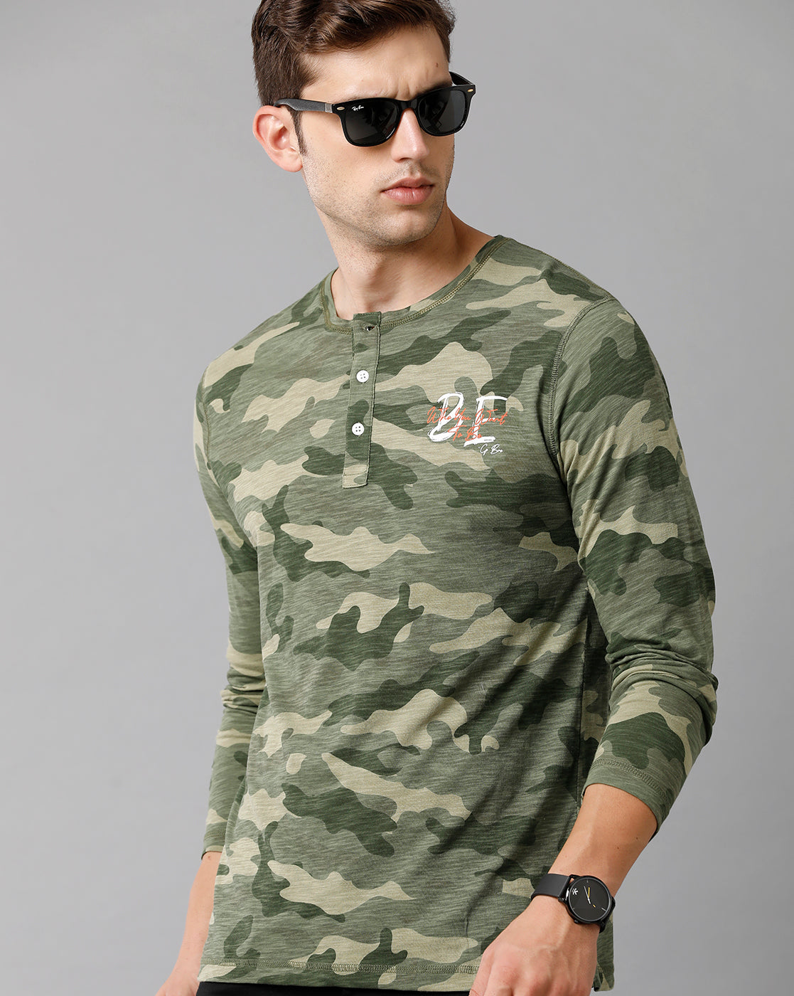 CP BRO Men's Cotton Half Sleeve Slim Fit Round Neck Combiflange Print T-Shirt | Brcn 503