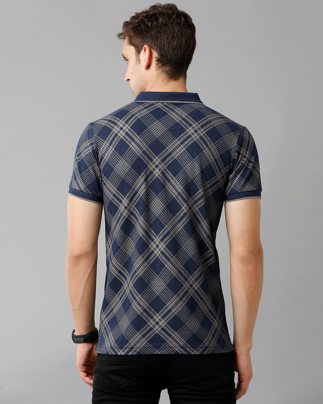 CP BRO Men's Cotton Printed Half Sleeve Slim Fit Polo Neck Blue Color T-Shirt | Brp 341 B