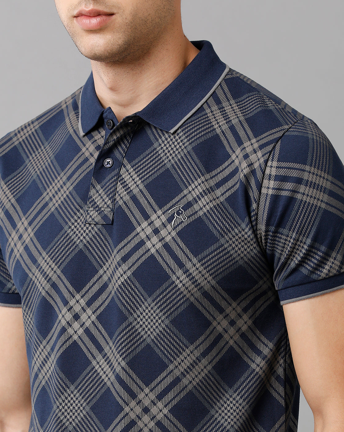 CP BRO Men's Cotton Printed Half Sleeve Slim Fit Polo Neck Blue Color T-Shirt | Brp 341 B