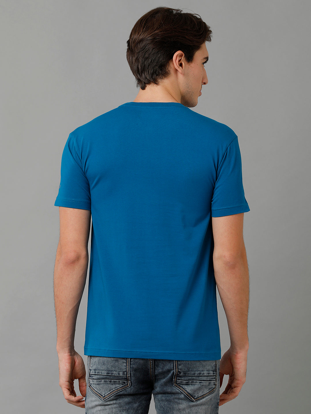 Classic Polo Men's Cotton Printed Half Sleeve Slim Fit Round Neck Navy Blue Color T-Shirt | Baleno - 508 B