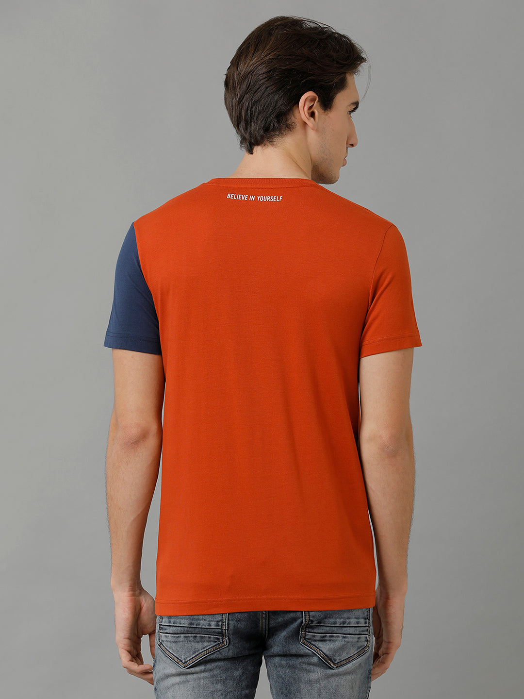 CP BRO Men's Cotton Color Block Half Sleeve Slim Fit Round Neck Multicolor T-Shirt | Brcn - 515 A