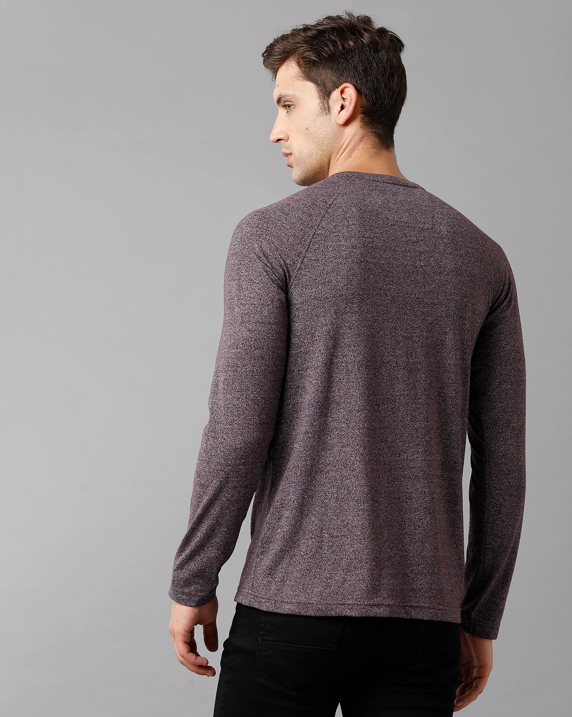 Classic Polo Mens Cotton Printed Full Sleeve Slim Fit Round Neck Purple Color T-Shirt | Baleno Fs 483 B