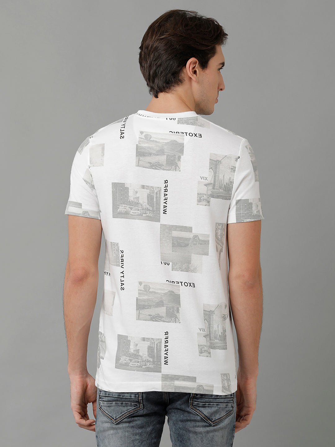 CP BRO Men's Cotton Printed Half Sleeve Slim Fit Round Neck Multicolor T-Shirt | Brcn - 534 A