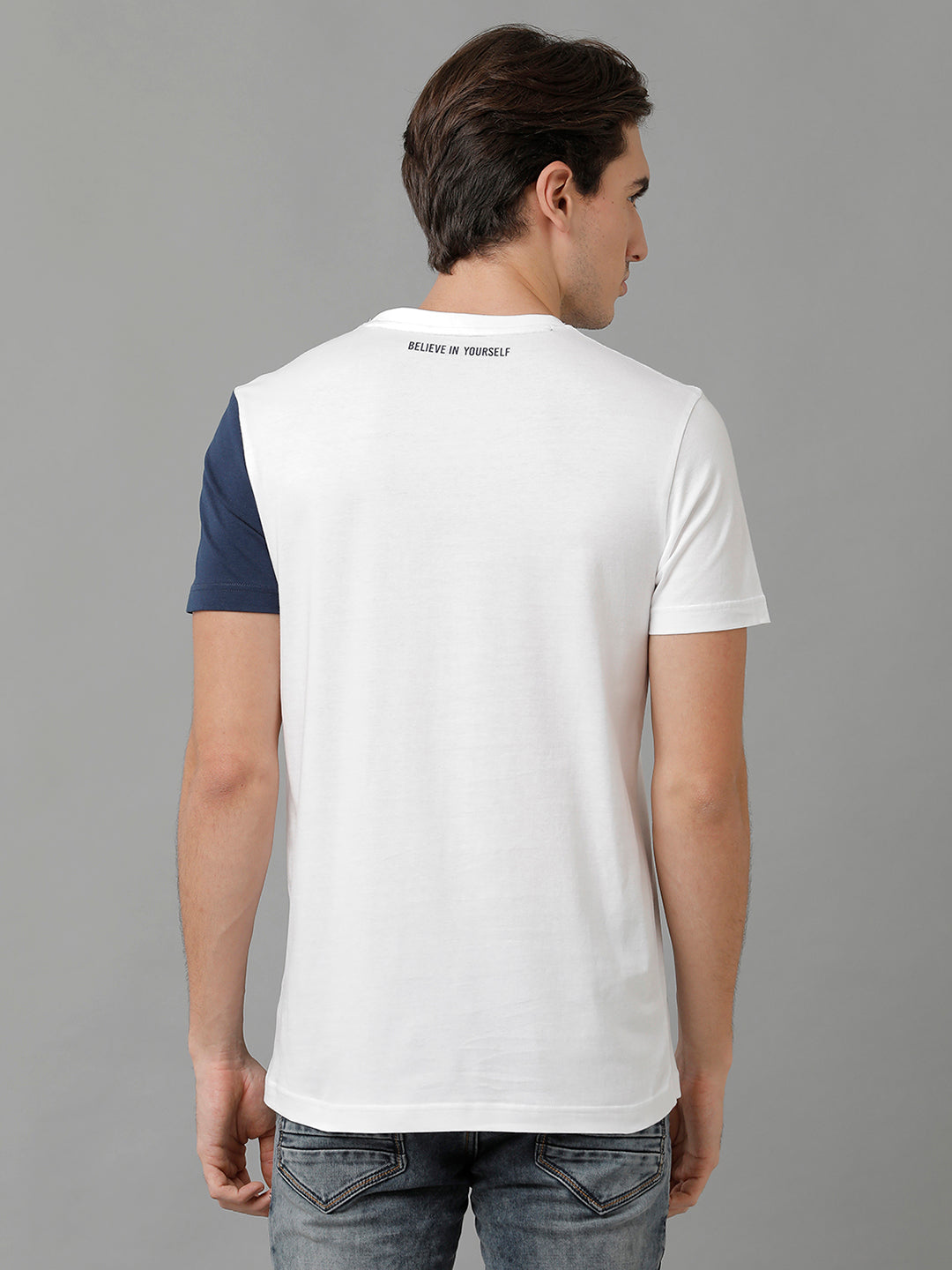 CP BRO Men's Cotton Color Block Half Sleeve Slim Fit Round Neck Multicolor T-Shirt | Brcn - 515 B
