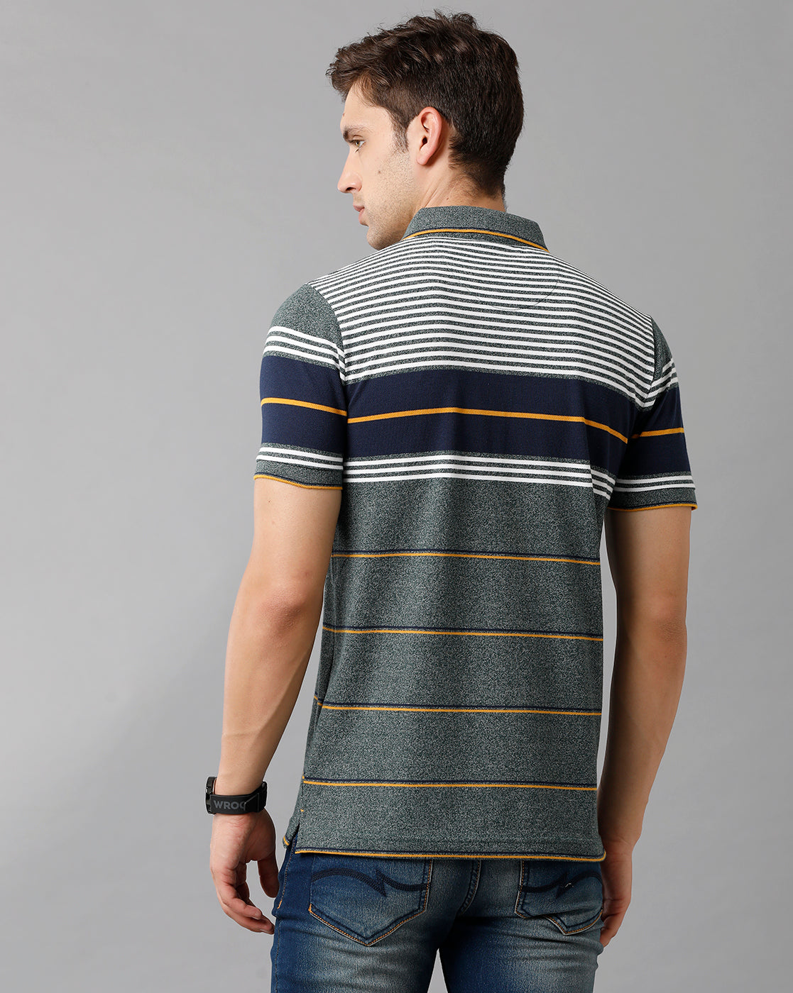 Classic Polo Mens Cotton Blend Striped Half Sleeve Slim Fit Polo Neck Multicolor T-Shirt | Vta 215 B