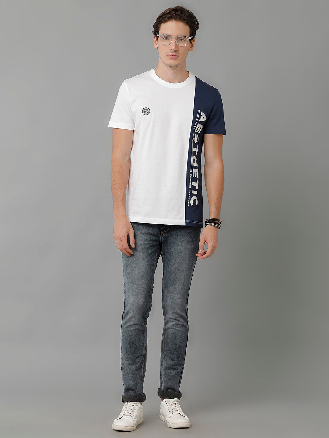 CP BRO Men's Cotton Color Block Half Sleeve Slim Fit Round Neck Multicolor T-Shirt | Brcn - 515 B
