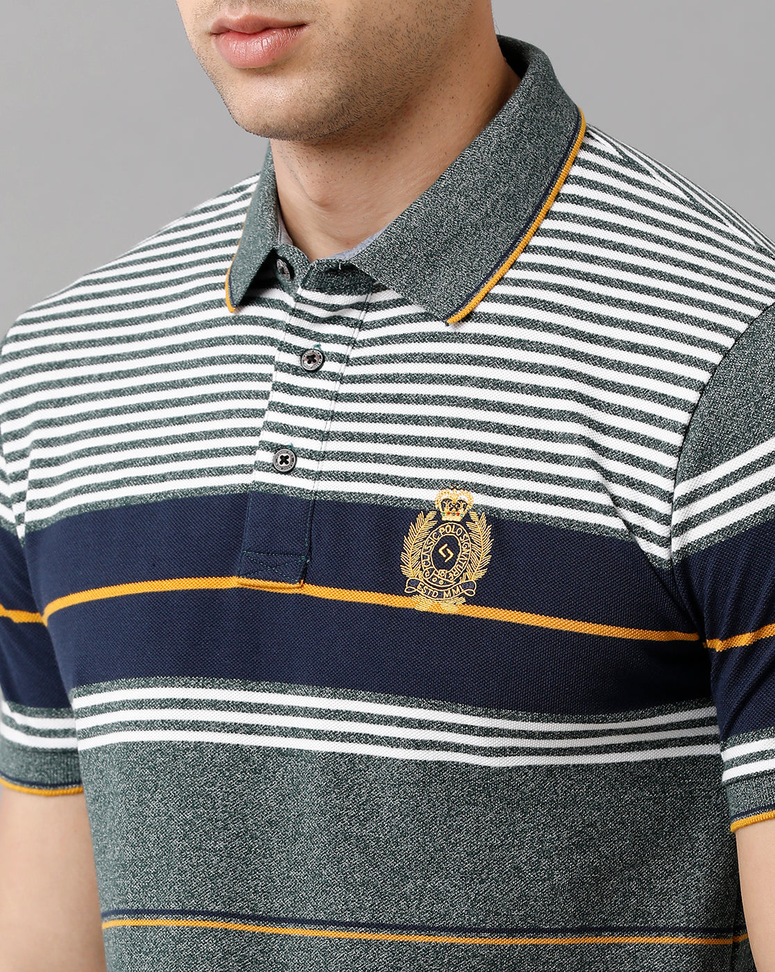 Classic Polo Mens Cotton Blend Striped Half Sleeve Slim Fit Polo Neck Multicolor T-Shirt | Vta 215 B