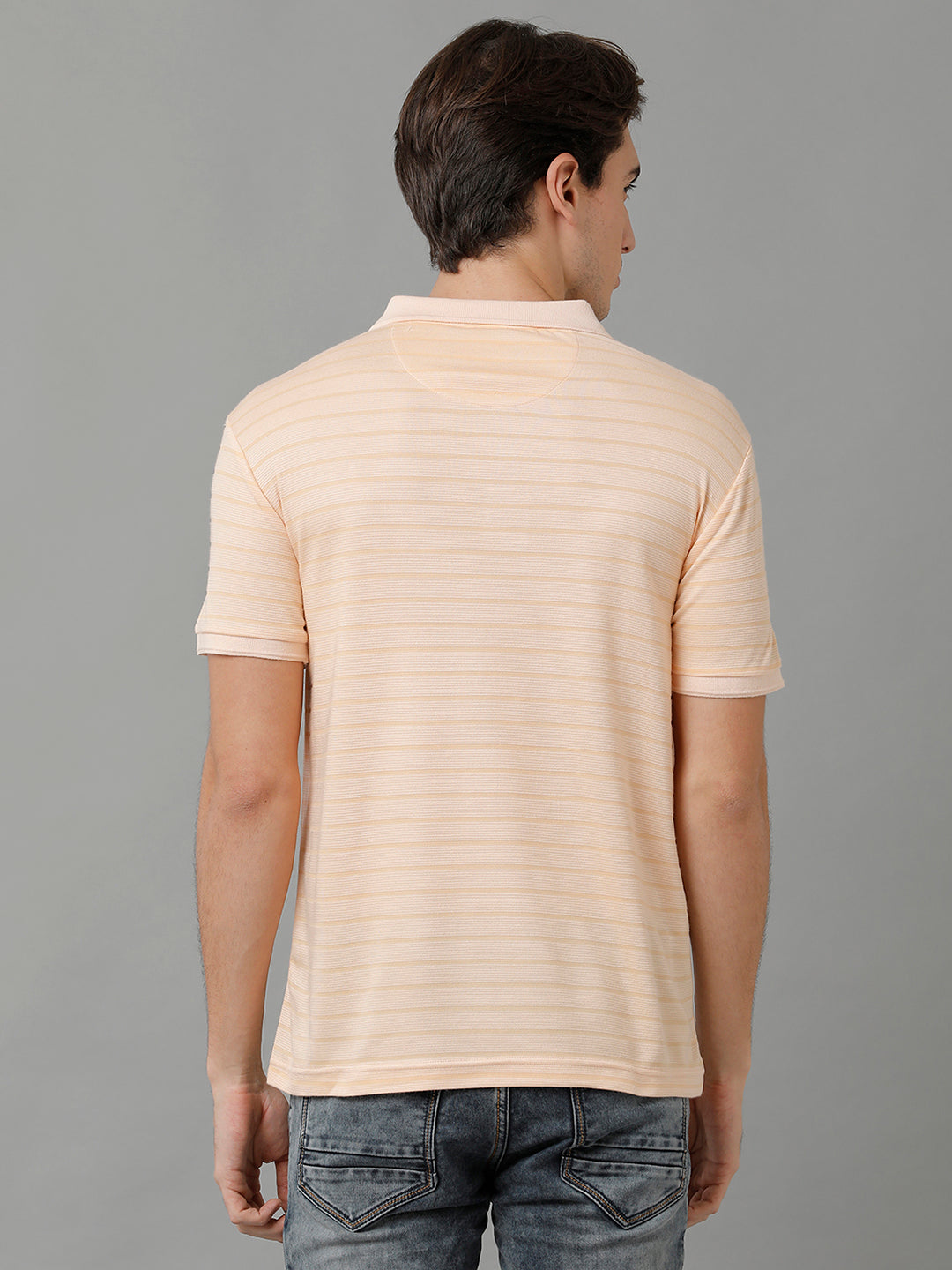 Classic Polo Men's Cotton Striped Half Sleeve Slim Fit Polo Neck Coral Color T-Shirt | Prm - 755 E