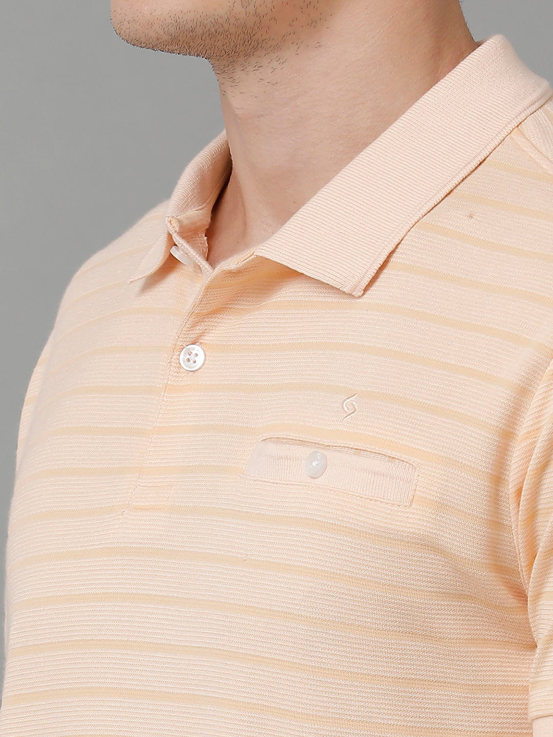 Classic Polo Men's Cotton Striped Half Sleeve Slim Fit Polo Neck Coral Color T-Shirt | Prm - 755 E