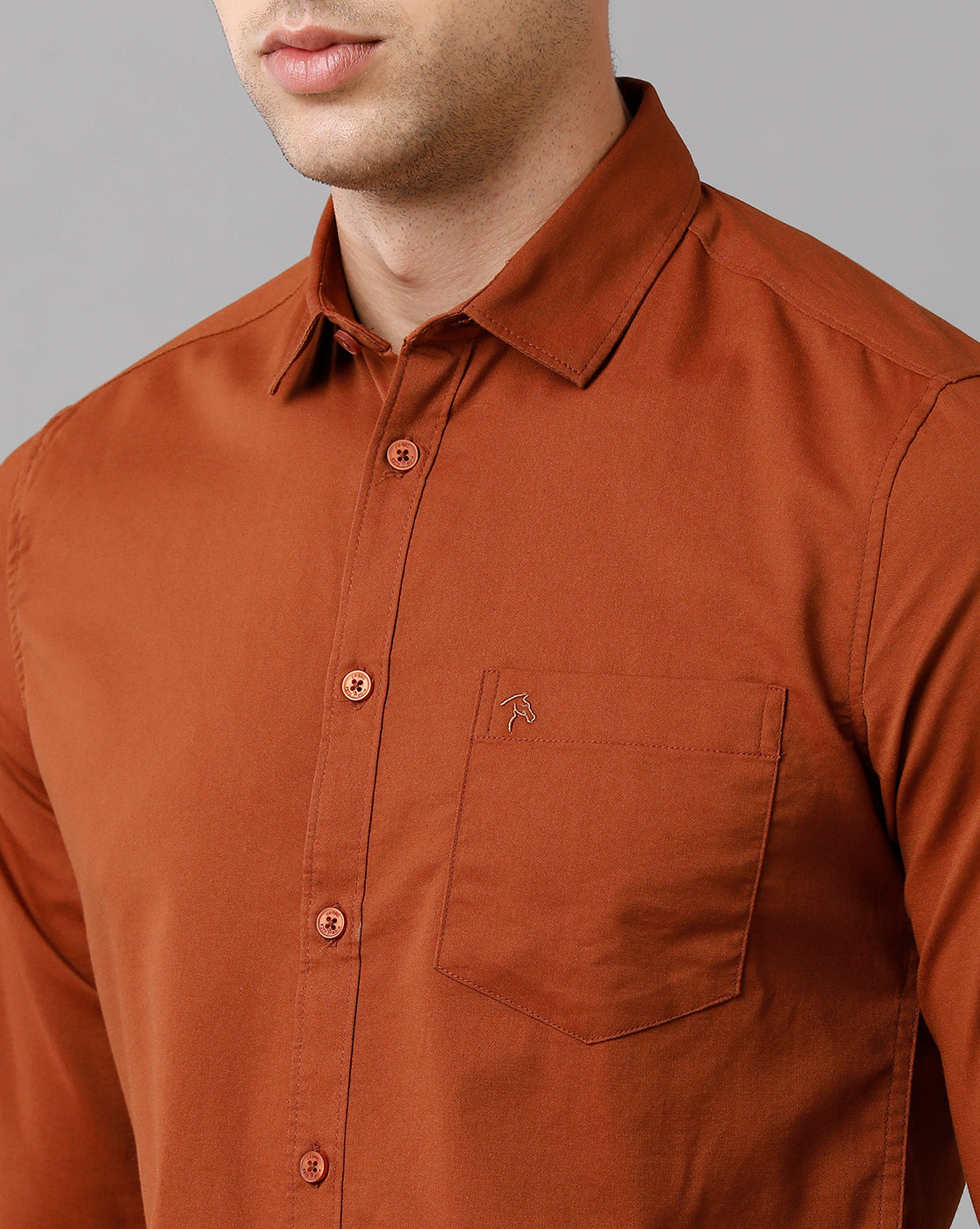 CP BRO Men's Cotton Solid Full Sleeve Slim Fit Polo Neck Brown Color Shirt | Sbn2 74 A