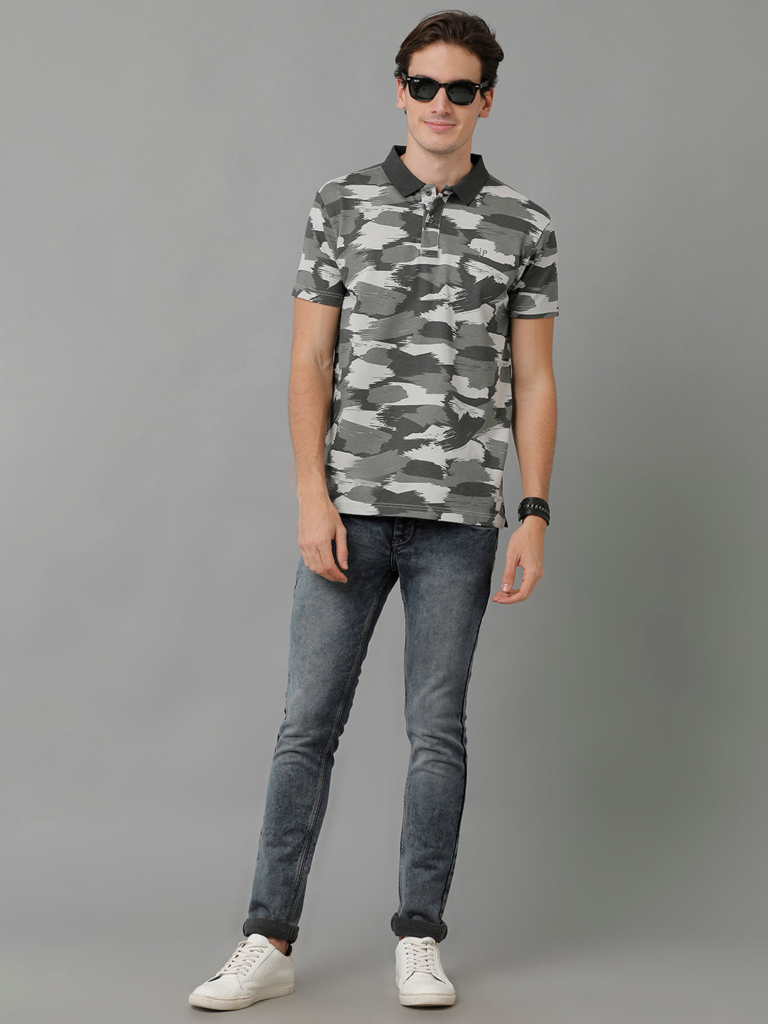 Classic Polo Men's Cotton Printed Half Sleeve Slim Fit Polo Neck Multicolor T-Shirt | Prm - 754 B