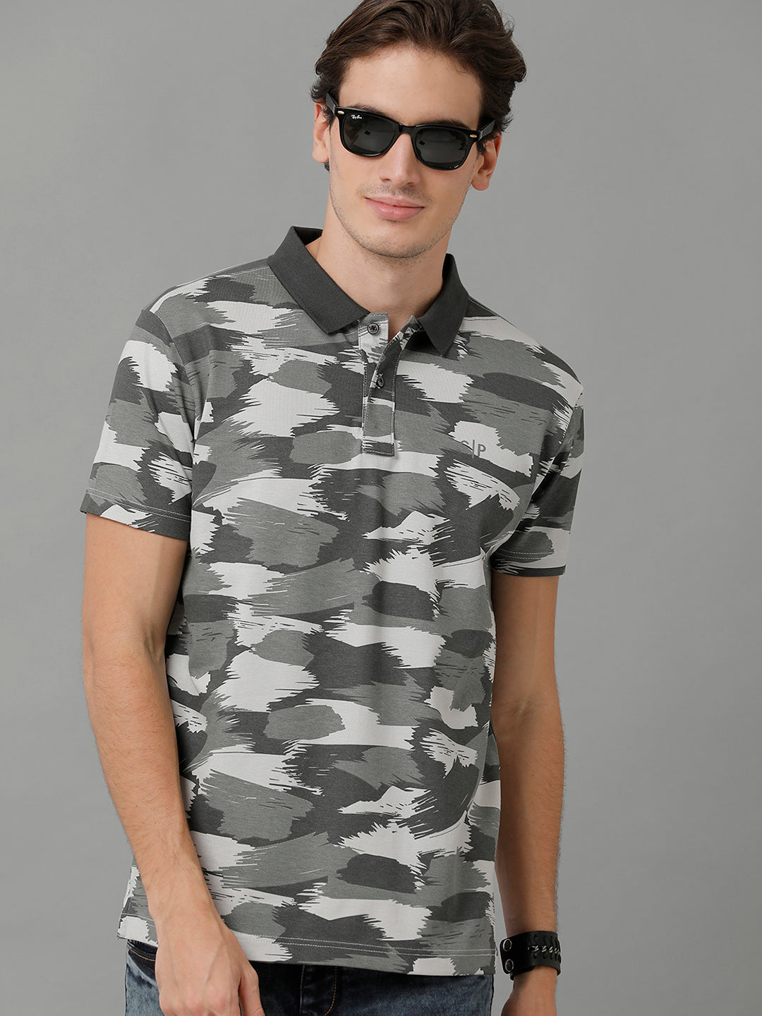 Classic Polo Men's Cotton Printed Half Sleeve Slim Fit Polo Neck Multicolor T-Shirt | Prm - 754 B